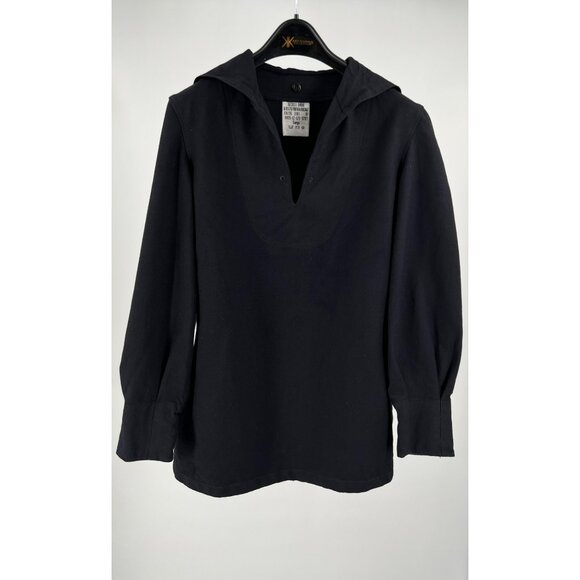 Vintage Black Navy Style Pullover Shirt With Sailor Collar & Long Sleeves German - Picture 2 of 8